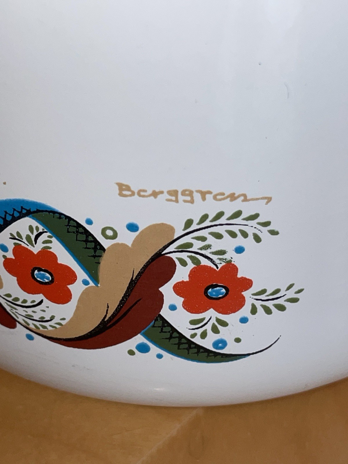 Vintage Berggren Enameled Coffee Percolator Uranium Green Glass Top 9.5” Flowers