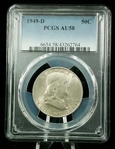 1949-D 50C FRANKLIN HALF DOLLAR PCGS AU 58 #7203