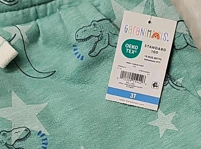 Pantalones deportivos Garanimals para niños pequeños 3T dinosaurio polar verde azulado nuevos con etiquetas Foto 3 de 4