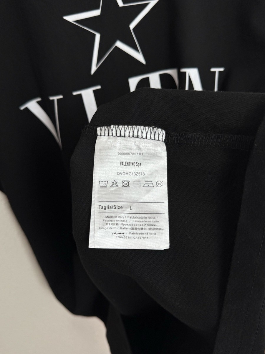 NWT Valentino VLTN T Shirt Black Cotton Star Print Women's Size L