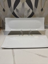 2 Crate and Barrel White Appetizer Sushi Tray...