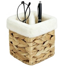 2 in 1 Water Hyacinth Plush Lined Glasses Holder Stand for One Size, Brown