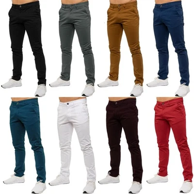 Enzo Chino Hose Herren Slim Fit Baumwolle Stretch Röhrenjeans Alle UK Größen - Bild 1 von 4