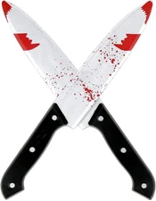 DERAYEE 2PCS Halloween Prop Knife, 12 Inch Plastic Fake Knife Halloween Classic 