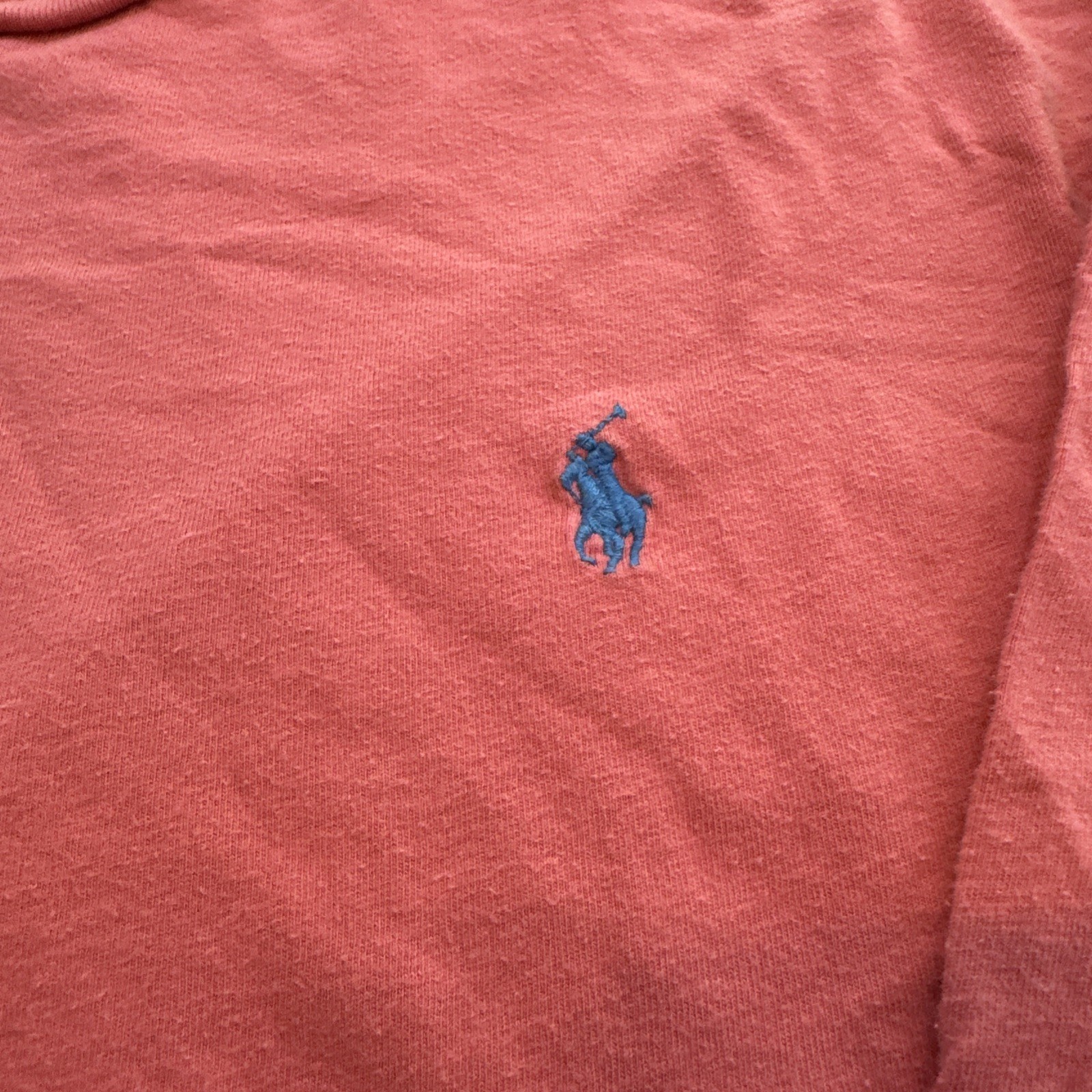 PONY Polo Ralph Lauren vintage uomo piccola rosa salmone maglietta manica lunga