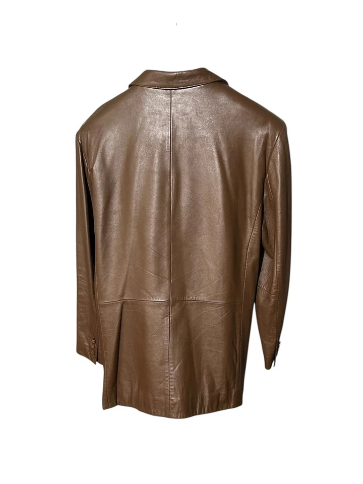 CITY Jones NY Vintage Mens 38S Camel Brown 100% Lamb Leather Blazer Jacket Lined - Image 3 of 4