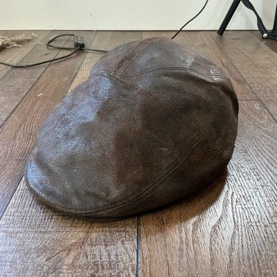 Bailey of Hollywood Poet Leather Ivy Cap Men's Size L Brown Flat Hat #29C1