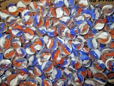 MARBLES 2 POUNDS 5/8 INCH RED WHITE BLUE CATSEYE MEGA MARBLES