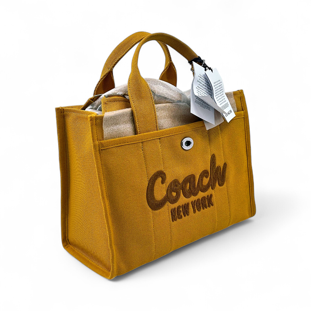 Coach New York Canvas Cargo Tote Bag Purse - Yellow Gold | eBay
