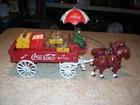Vintage Style Repro Cast Iron Coca Cola Wagon and Horses