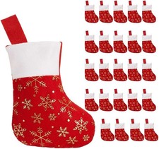 CCINEE 24PCS Christmas Stockings Decoration Snowflakes Stocking Red