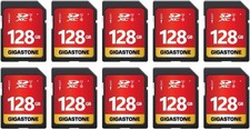 Gigastone 128GB SD Card 10-Pack , UHS-I U1, Full HD for Canon Nikon Sony Camera