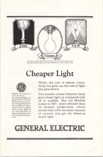 General Electric Mazda Lamp Ad Vintage Original Print B&W 1923 Lighting