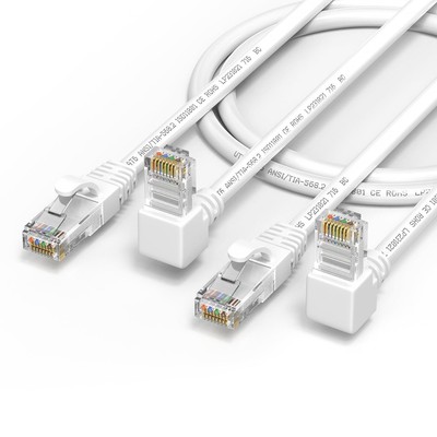 2Pack 90 Degree CAT6 Ethernet Cable White 3.3FT-UPangle, CAT 6 Right Angle Et...