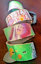 CRYSTAL ROCK Full Grain Leather Belt Unisex Iconic Audigier VTG Grail Y2k Sz 35