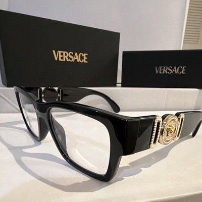 Versace Women Black Square Full Rim Eyeglasses Designer 3368-U GB1 53/17 140