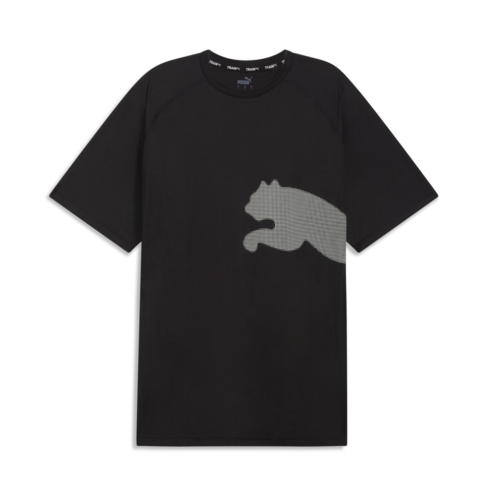 PUMA Train All Day  Cat Crew Neck Short Sleeve Athletic T-Shirt Mens Black Casua