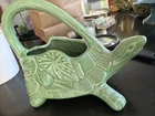 Vintage Nelson McCoy USA Art Pottery Green Turtle Stoneware Watering Sprinkler