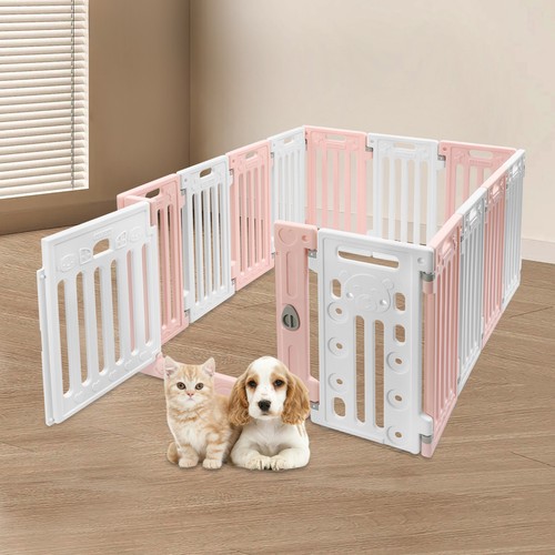 Parque infantil cerca 11 paneles para mascotas perros 25,6"" altura ejercicio con puerta interior - Imagen 16 de 19