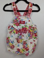 VTG 80s 90s OshKosh B'Gosh Vestback Overalls Bubble Red Floral Sz 18 Months USA