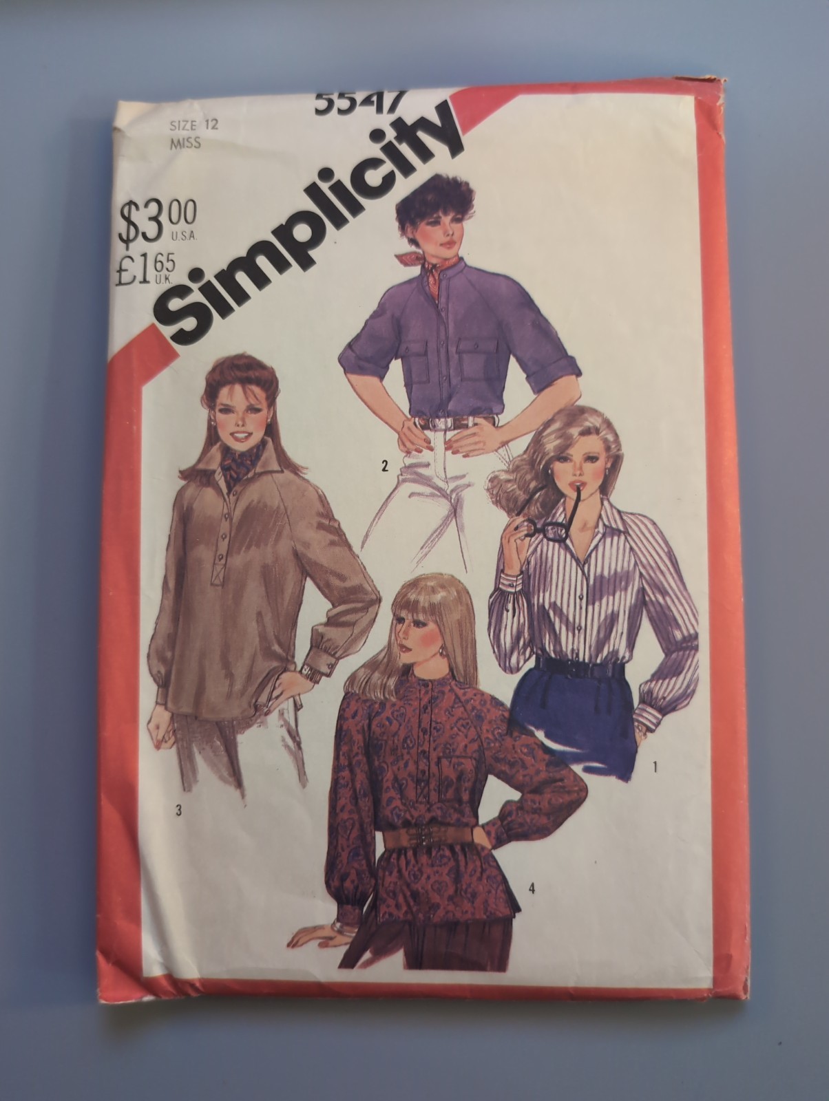 Vintage 1982 Simplicity 5547 Womens Blouse Shirt Pattern Size 12 Bust 34 Uncut