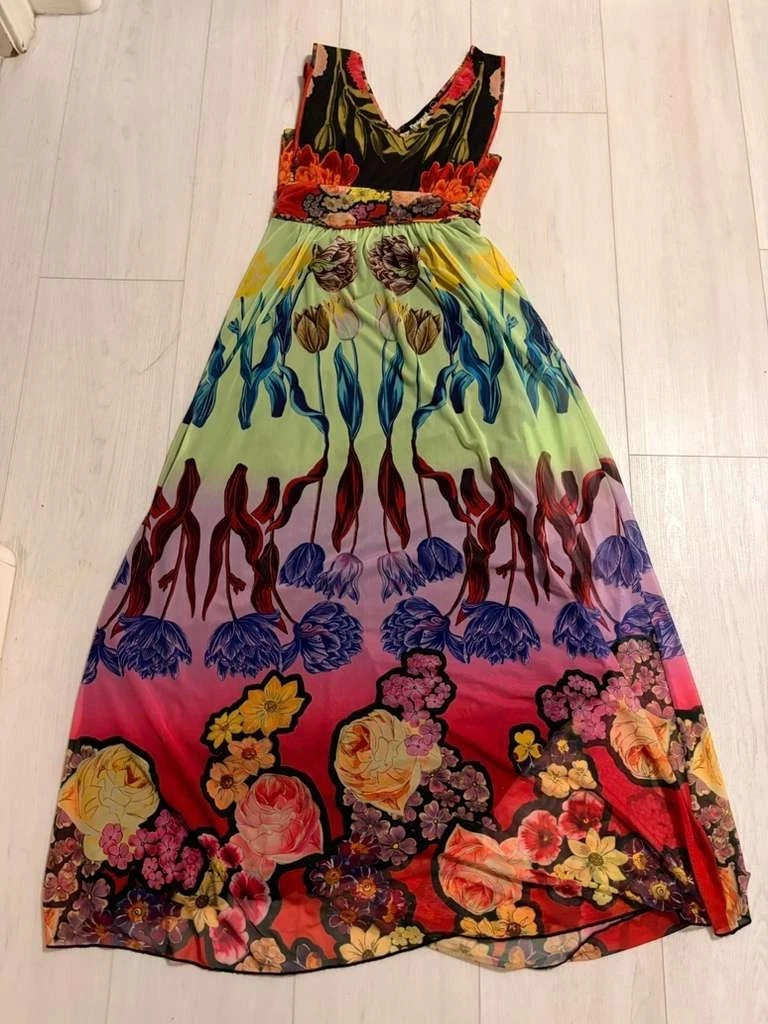 desigual floral mesh maxi dress Desigual | Dresses | Desigual Clavelitos Christian Lacroix Womens Maxi Floral Kaleidoscopic Dress 42