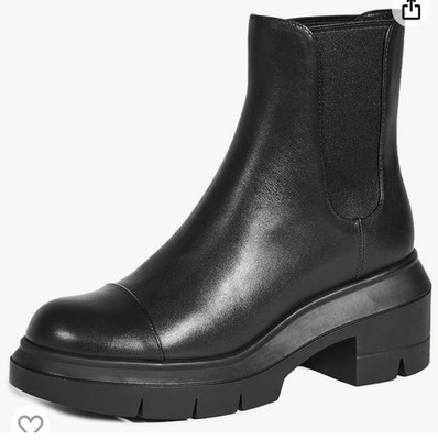 Stuart Weitzman Black Leather Chelsea Boot Cap Toe Pull On Women's 11 41.5