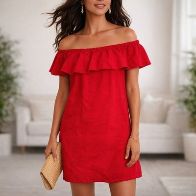 chinese dress ladies Tommy Bahama Two Palms Ruffle Linen Dress Natural