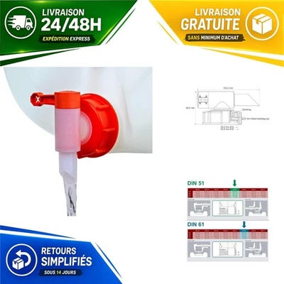 Robinet verseur FLUXX AH23 DIN51 pour bidon 5 L 10 L ISOLATECH - Photo 1/4