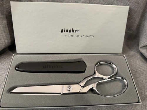 Gingher Knife-Edge G-8L Left Hand Shears Scissors Knife Edge Chrome Vtg
