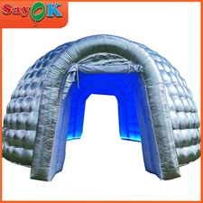 Outdoor Portable Inflatable Igloo Dome Tent W/ LED Light for Party Event Camping