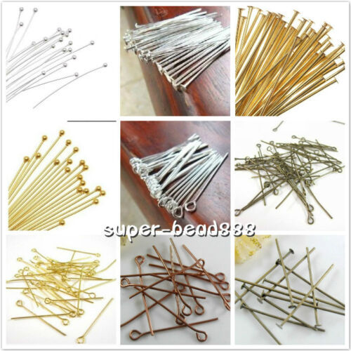 100pcs Metal Head/Eye ball Pins Finding 18mm-70mm Gauge Any Size To Choose Free - Photo 1 sur 10