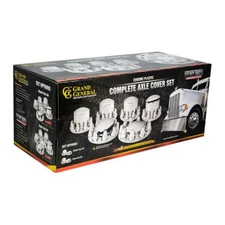 chrome hub cover axle kit 1 1/2" truck push on semi front rear set Rounded tops