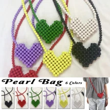 Mini Lipstick Handbags Pearl Women's Bag Crossbody Multicolor Love Shape Bag.