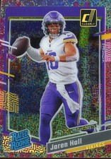 Jaren Hall 2023 Clearly Donruss Rated Rookie Techno SSP Minnesota Vikings 1/10