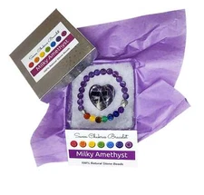 Natural Stone Seven Chakra Bracelets and Hearts - 7 Chakra Colors: 8 Styles