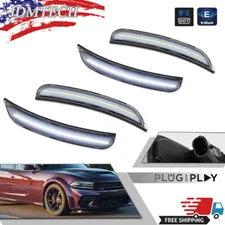 For 2015-2023 Dodge Charger Front & Rear LED Side Bumper Marker Clear White LED
