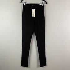 ZARA Extra Long Slit Leggings Womens Medium Black Mid Rise
