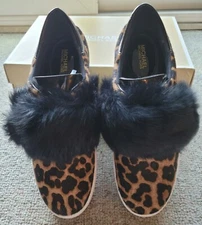 Womens MICHAEL KORS Maven Printed Hair Calf Sneakers Size 8.5 M New In Box