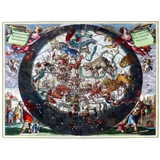 Old Science Star Map Cellarius Northern Hemisphere 12X16 Inch Framed Art Print