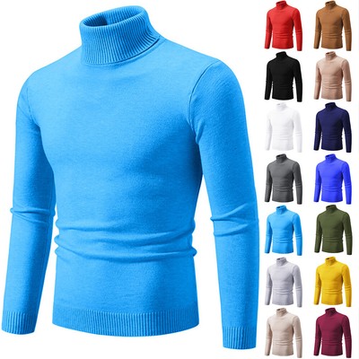 Herren Rollkragen Strick Pullover Langarm Thermounterwäsche Sweater Unterhemd DE