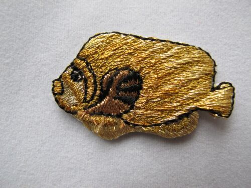 #3280 Golden Sea,Ocean Fish Embroidery Iron On Applique Patch - Afbeelding 1 van 2