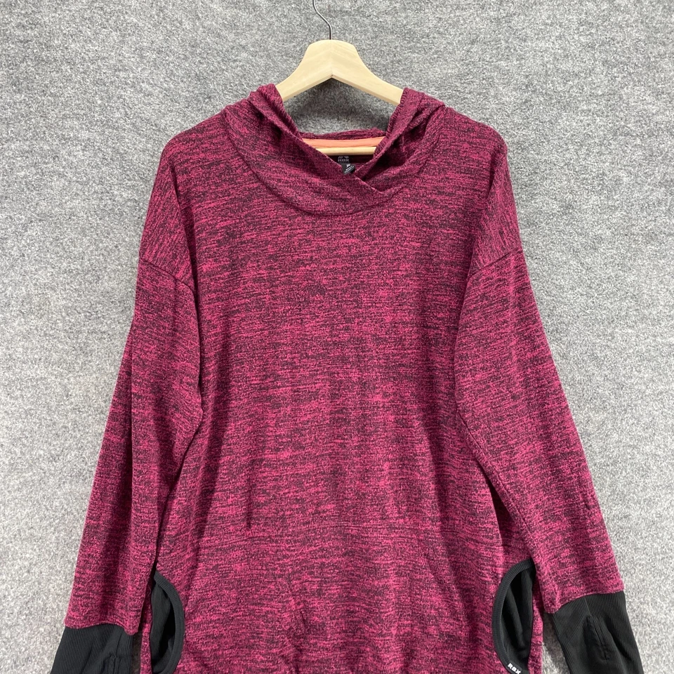 RBX Activewear толстовка с капюшоном женщин 1 X плюс фиолетовый с капюшоном длинным рукавом пуловер v-образным вырезом - Изображение 3 из 4