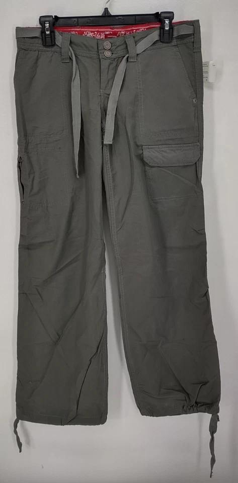 Calça Twenty One 21 tamanho 5 mistura de algodão com cinto cordão punhos bolsos nova com etiquetas - Imagem 4 de 4