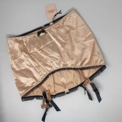 Agent Provocateur Felinda Nude Black Silk Roll-on Suspender AP2 Small NWT