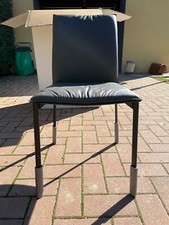 4 SEDIE RITA CATTELAN ITALIA.TELAIO NERO.SEDUTA PELLE ARDESIA.NUOVE IMBALLATE.