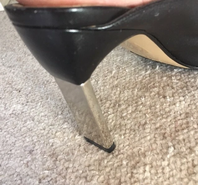 talon haut escarpins mules chaussures cuir 39 noir métal argent parfait état Zoé - Photo 3/4