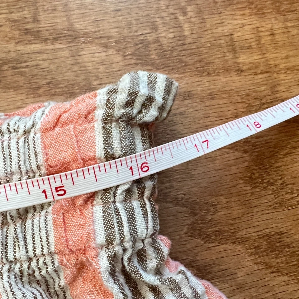 Top tubo Free People Corfú talla L rayas cañón algodón-lino rosa/blanco Foto 4 de 4