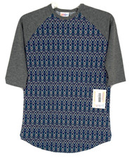 New LuLaRoe Sloan Shirt Sz 14 Multicolor Raglan Sleeve Stretch Girls LL3F