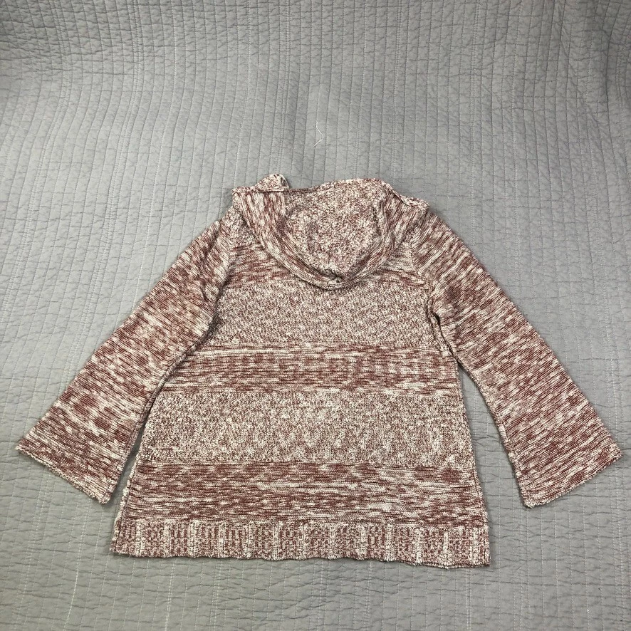 Suéter One World Mujer 2X Plus Rojo Borgoña Con Capucha Mangas Campana Acentos de Encaje Foto 2 de 4